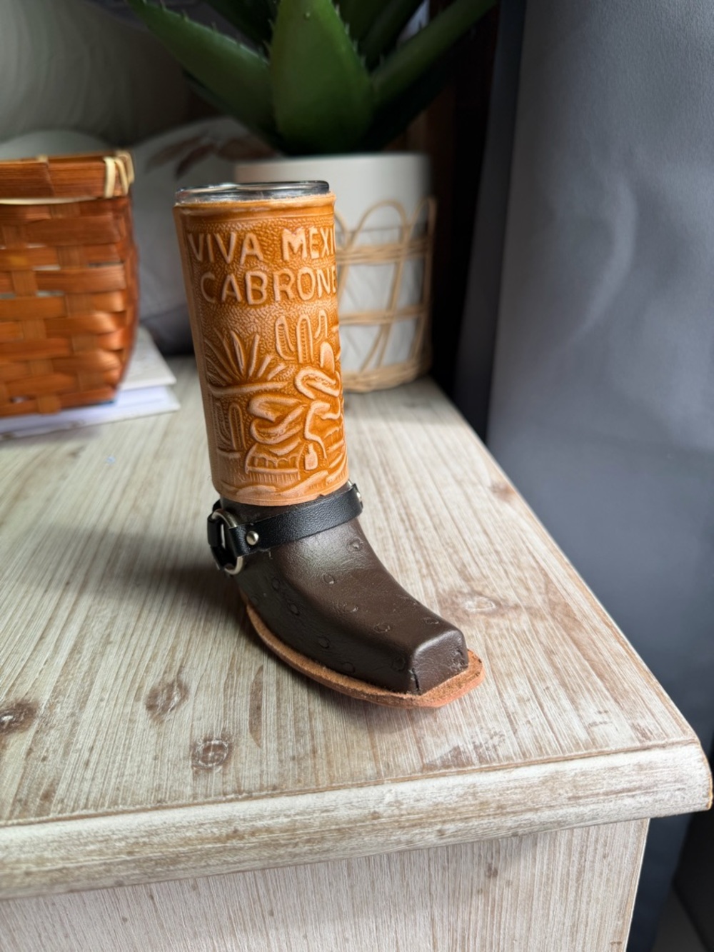 Leather decor shot glass